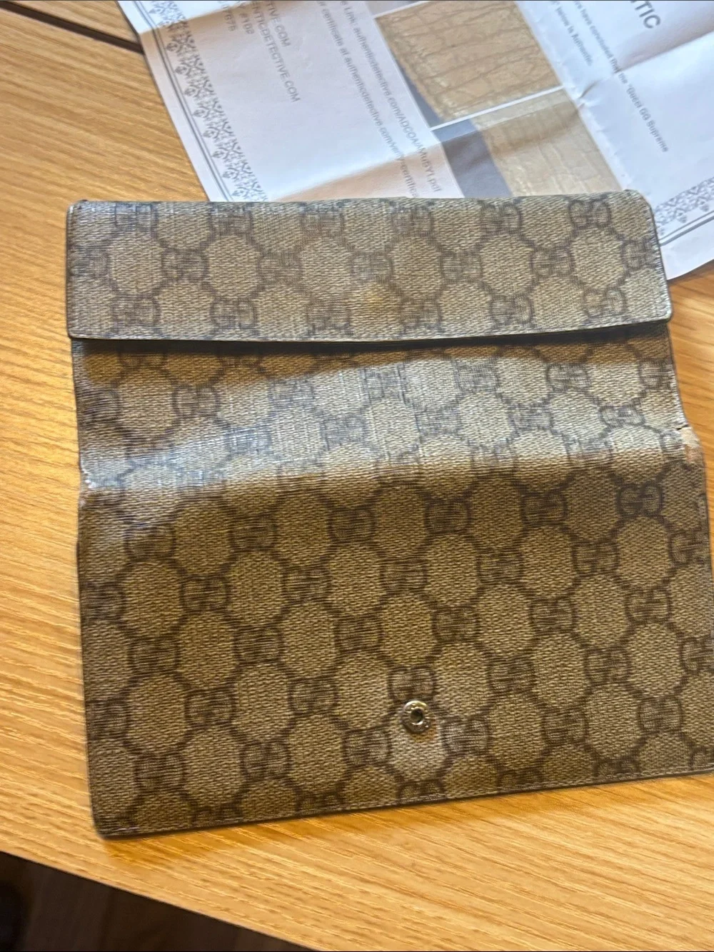 Gucci vintage limited Brown GG Supreme Continental Wallet with Gold-Tone Snap - Picture 13 of 17